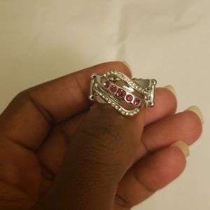 Silver and pink stretch ring